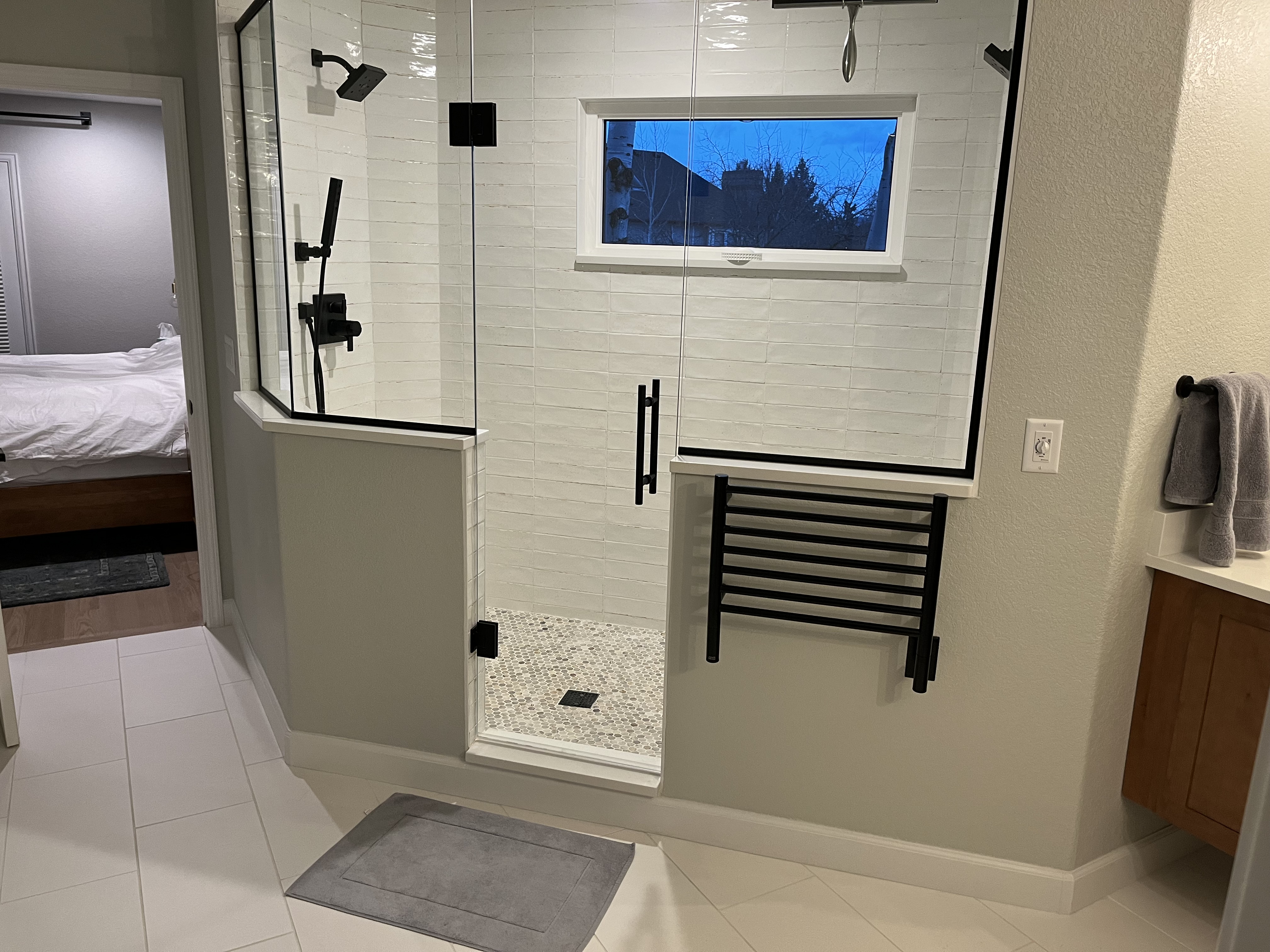 Fully custom shower and master bath.  Heated tile floor.